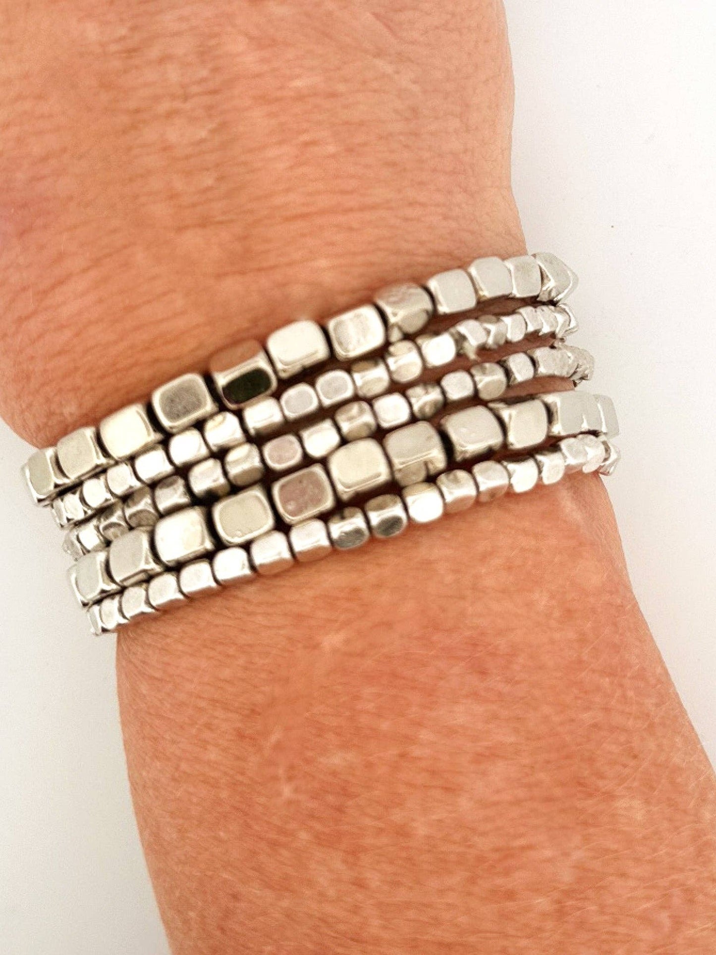 Building Blocks Bracelet in Silver and Brushed Silver