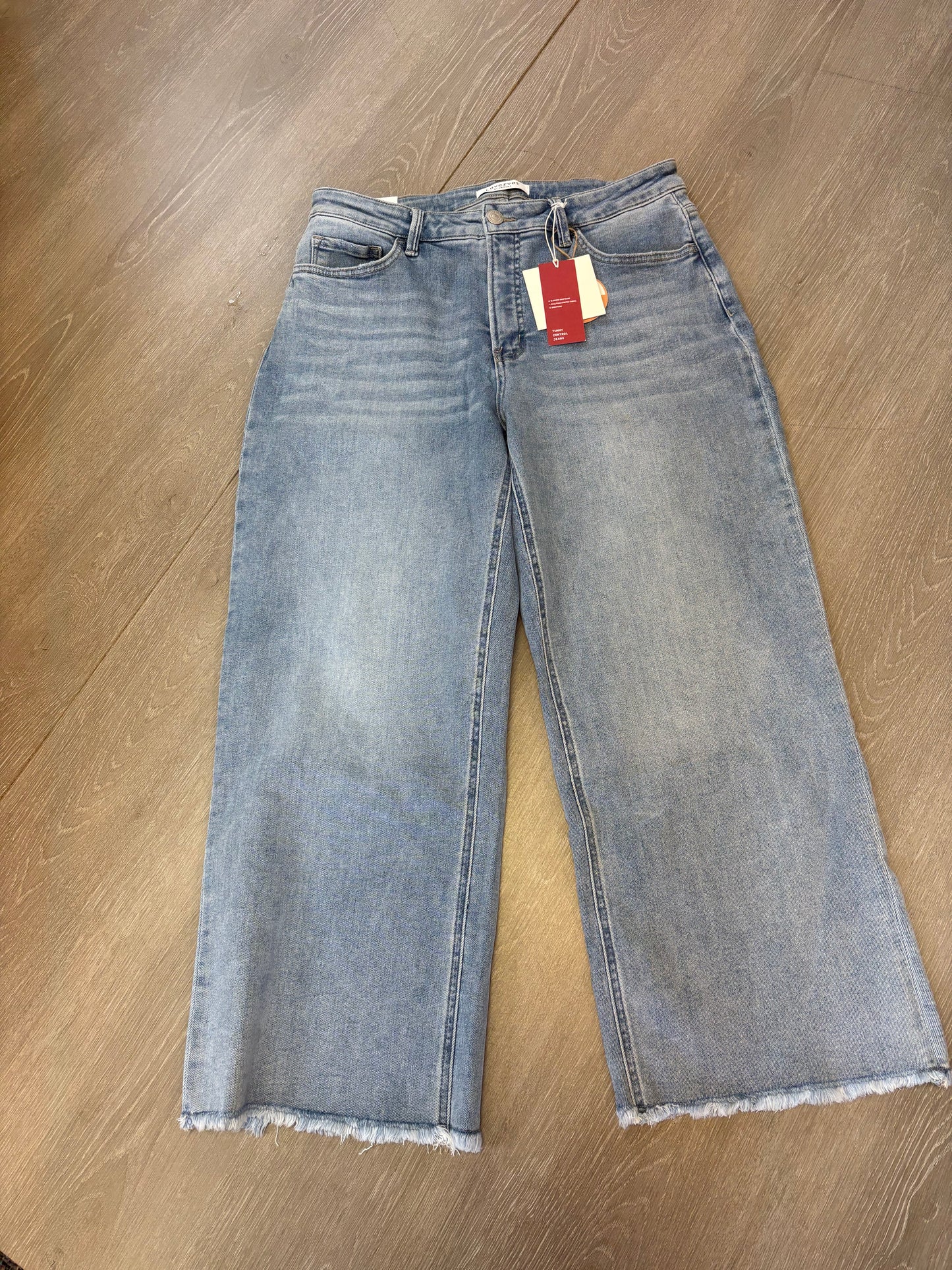 Tummy Control High Rise Ankle Wide Leg Jeans