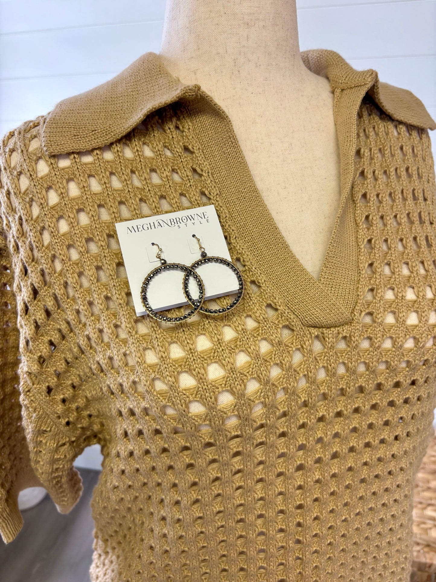 Hollow Out Polo Sweater Top