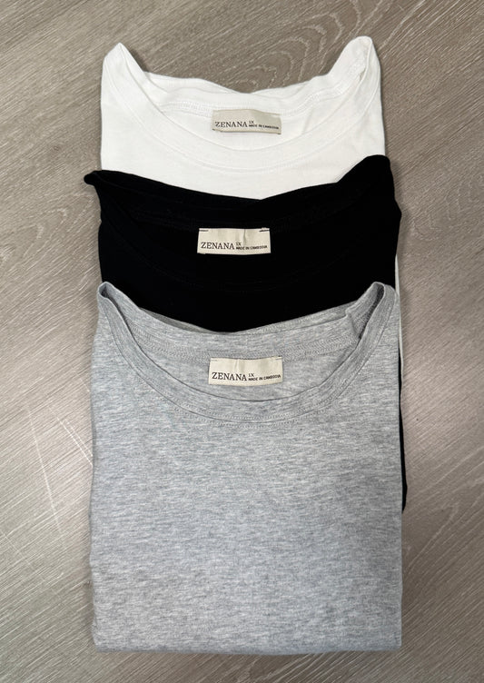 Short Sleeve T-shirt-White, Gray, Black