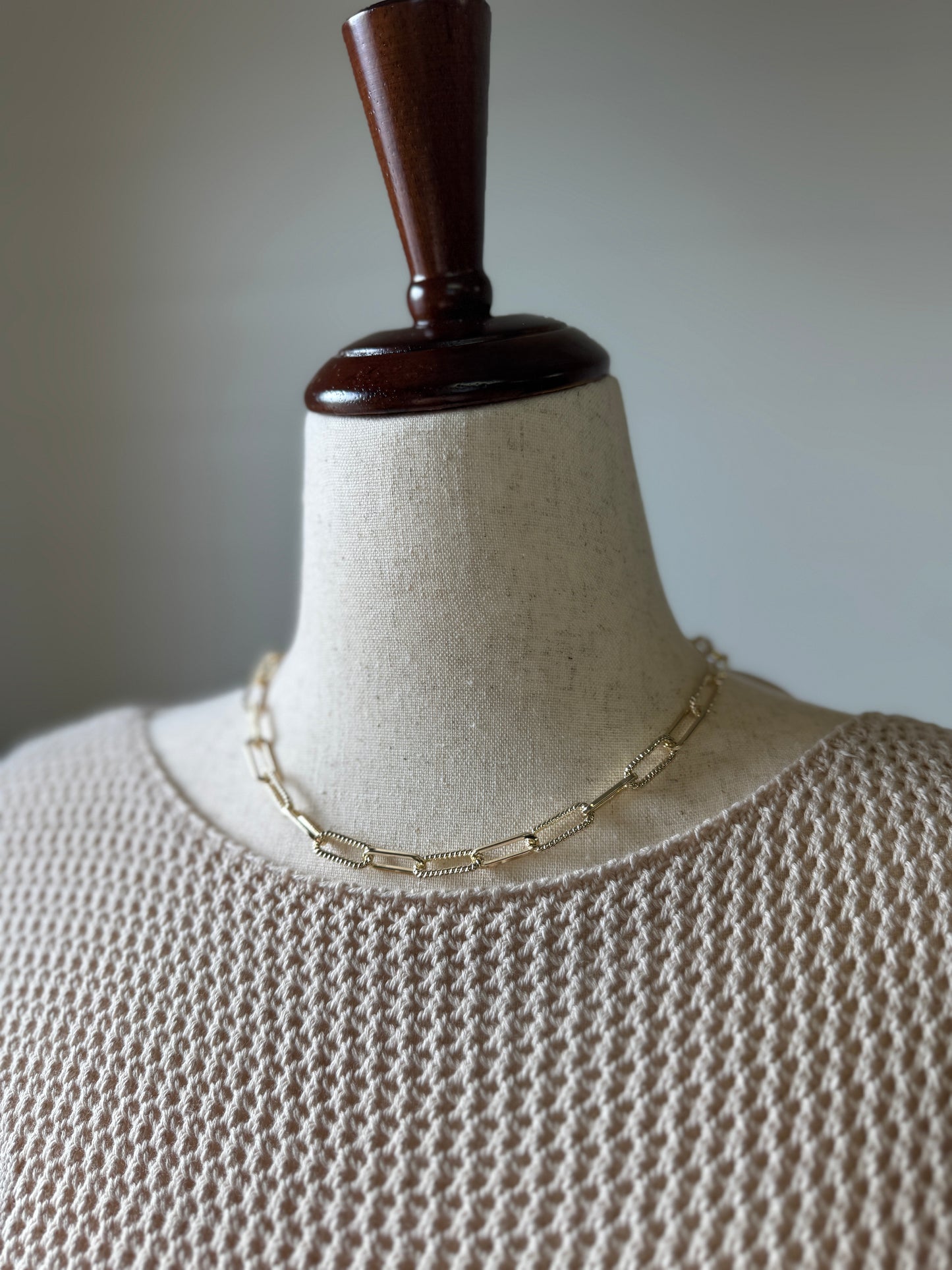 Cable and Paperclip Chain Necklace