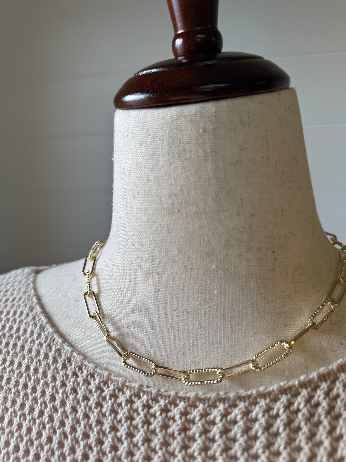 Cable and Paperclip Chain Necklace