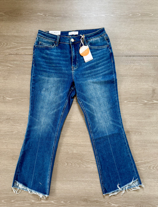 Vervet High Rise Raw Step Hem Kick Flare Jeans